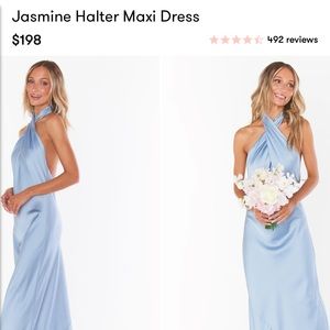 Show Me Your Mumu Jasmine Halter Maxi Dress Steel Blue Luxe Satin